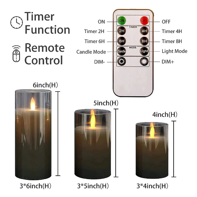 Set 3 Velas LED Decorativas Sem Chama