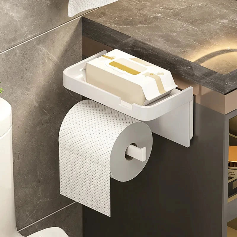 Suporte de Papel Higiênico com Porta-Treco para Telemóvel