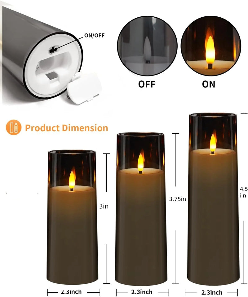 Set 3 Velas LED Decorativas Sem Chama